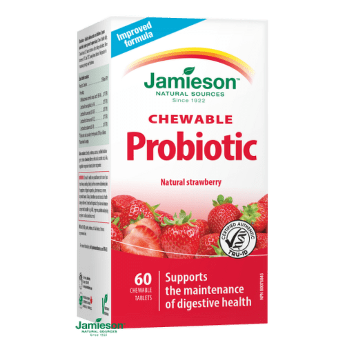 JAMIESON Probiotic s jahodovou príchuťou 60 cmúľacích tabliet v zľave