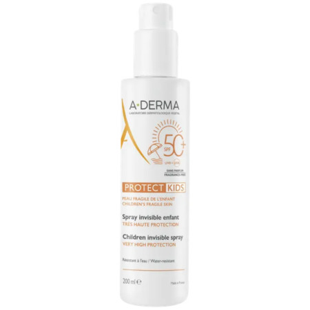 A-DERMA Protect kids transparentný sprej SPF50+ 200 ml v zľave
