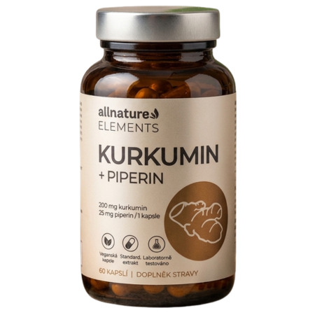 ALLNATURE Kurkumín s piperínom bylinný extrakt 60 kapsúl v zľave