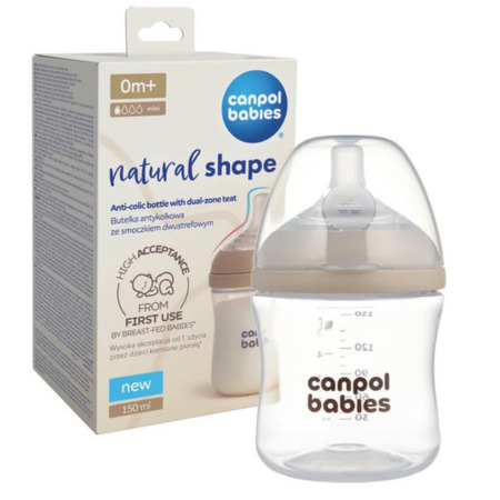 CANPOL BABIES Fľaša natural shape 0m+ antikoliková 1 x 1 ks v zľave