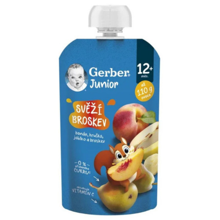 GERBER Junior kapsička svieža broskyňa od ukonč. 12. mesiaca 110 g v zľave